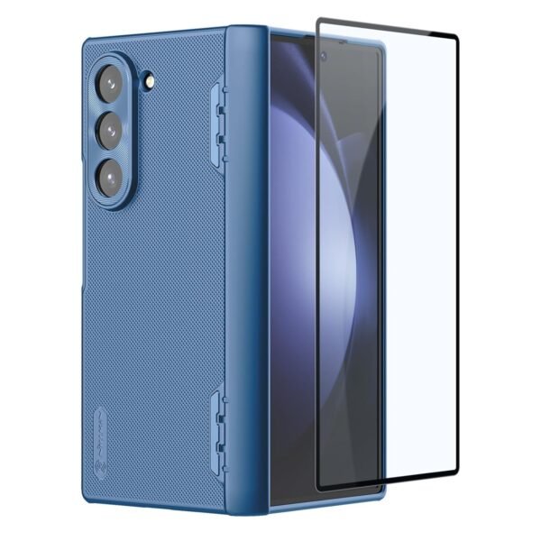 For Galaxy Z Fold 6 Case With Hinge Protection Built In Screen Protector Matte Pc Cover With Metal Camera Lens Protector Slim Fit Protective Phone Case For Samsung Galaxy Z Fold 6 Blue Gallery 5