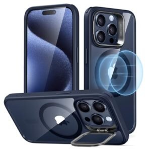 For Iphone 15 Pro Case Compatible With Magsafe Military Grade Protective Case Built In Stash Stand Phone Case Scratch Resistant Tpu Back Cover Classic Series Clear Blue Featured