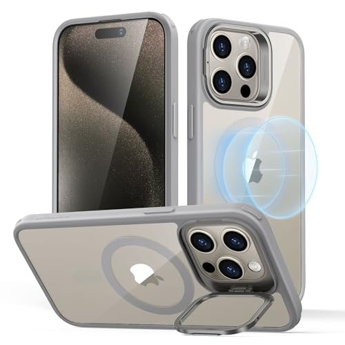 For Iphone 15 Pro Max Case Compatible With Magsafe Military Grade Protective Case Built In Stash Stand Phone Case Scratch Resistant Tpu Back Cover Classic Series Clear Gray Featured