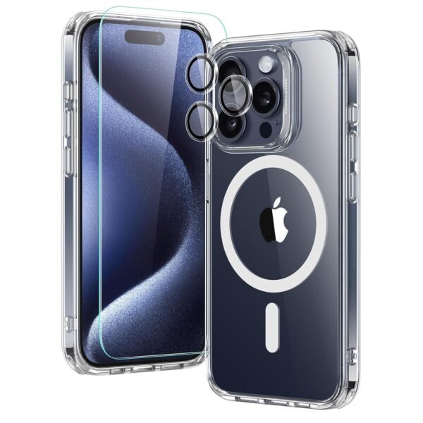 For Iphone 15 Pro Max Case Set 1 Tempered Glass Screen Protector 1 Set Of Lens Protectors Military Grade Protection Scratch Resistant Magsafe Tpu Phone Case Classic Series Clear Gallery 7