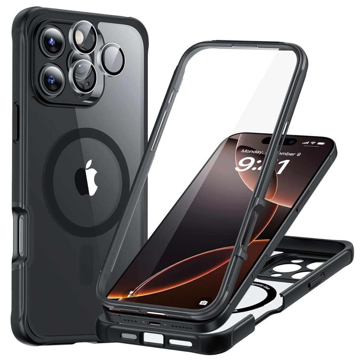 For Iphone 16 Pro Case Compatible With Magsafe Tpu Full Body Military Grade Drop Proof Case For Iphone 16 Pro With Built In 9h Tempered Glass Screen Protector Clear Black Gallery 7