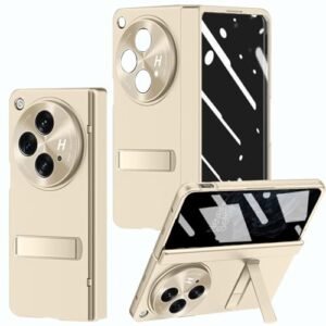 For Oneplus Open Case With Privacy Screen Protector All Inclusive Phone Case With Hinge Protection Screen Protector Scratch Resistant Kickstand Hard Pc Protective Cover For Oneplus Open Gold Featured