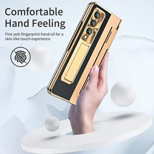 For Samsung Galaxy Z Fold 4 Case With Flat Hinge Protection One Piece Design Z Fold 4 Case Built In Screen Protector Kickstand Luxury Leather Slim All Inclusive Phone Case For Z Fold 4 Black Featured