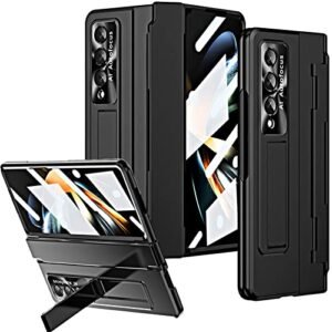 For Samsung Galaxy Z Fold 4 Case With Flating Hinge Protection All Inclusive Slim Pc Phone Case Built In Screen Protector Camera Lens Protector Kickstand Case For Z Fold 4 Black Featured