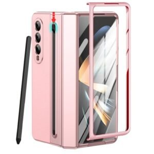 For Samsung Galaxy Z Fold 4 Case With S Pen Holder Slim Stylus Premium Leather Fold4 Pen Slot Case With Hinge Protection Screen Protector All Inclusive Protective Cover For Z Fold 4 Pink Featured