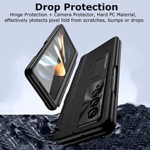 For Samsung Galaxy Z Fold 4 Case With S Pen Pen Holder Hinge Protection Built In Screen Protector Kickstand All Inclusive Luxury Pu Leather Phone Case For Z Fold 4 2022 Black Featured
