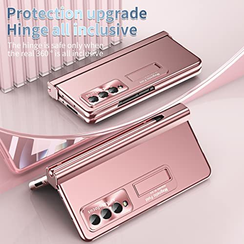 For Samsung Galaxy Z Fold 4 Case With S Pen Pen Holder Hinge Protection Built In Screen Protector Kickstand Feature All Inclusive Slim Pc Phone Case Cover For Z Fold 4 2022 Pink Featured