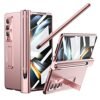 for Samsung Galaxy Z Fold 4 Case with S Pen & Pen Holder, [Hinge Protection] [Built-in Screen Protector] [Kickstand Feature] All-Inclusive Slim PC Phone Case Cover for Z Fold 4 2022 - Pink