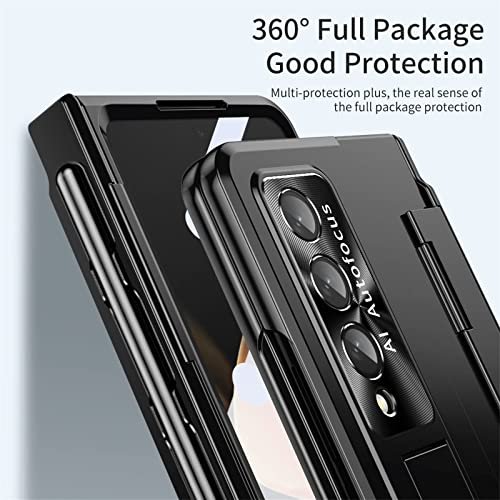 For Samsung Galaxy Z Fold 4 Case With S Pen Pen Holder One Piece Design Z Fold 4 Case With Hinge Protection Built In Screen Protector Kickstand All Inclusive Slim Pc Case For Z Fold 4 Black Featured