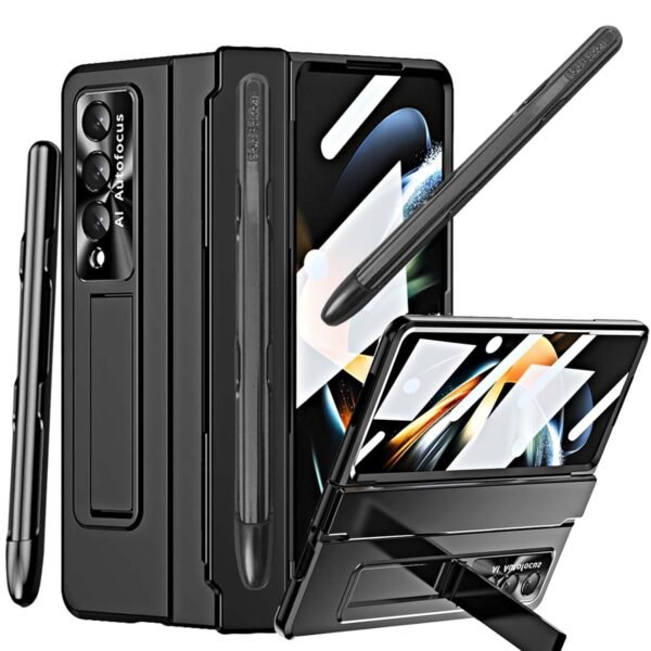 For Samsung Galaxy Z Fold 4 Case With S Pen Pen Holder One Piece Design Z Fold 4 Case With Hinge Protection Built In Screen Protector Kickstand All Inclusive Slim Pc Case For Z Fold 4 Black Gallery 3