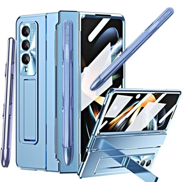 For Samsung Galaxy Z Fold 4 Case With S Pen Pen Holder One Piece Design Z Fold 4 Case With Hinge Protection Built In Screen Protector Kickstand All Inclusive Slim Pc Case For Z Fold 4 Blue Featured