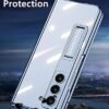 For Samsung Galaxy Z Fold 5 5g Clear Case With Magnetic Hinge Protection And Adjustable Kickstand Screen Protector Transparent Electroplating Magnetic Shockproof Cover For Z Fold 5blue Featured