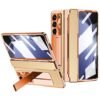For Samsung Galaxy Z Fold 5 Case With Flat Hinge Protection One Piece Design Z Fold 5 Case Built In Screen Protector Kickstand Luxury Leather Slim All Inclusive Phone Case For Z Fold 5 Gold Featured