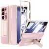 For Samsung Galaxy Z Fold 5 Case With Flat Hinge Protection One Piece Z Fold 5 Case Built In Screen Protector Kickstand Luxury Leather Slim All Inclusive Phone Case For Z Fold 5 Light Pink Featured