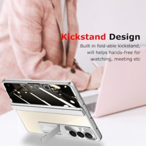 For Samsung Galaxy Z Fold 5 Case With Privacy Screen Protector Fold5 Clear Phone Case With Kickstand Hinge Protection All Inclusive Slim Pc Anti Spy Protective Cover For Z Fold 5 Sliver Featured