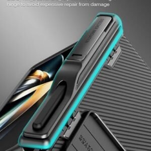 For Samsung Galaxy Z Fold 5 Case With S Pen Holder Hidden Metal Kickstand Slide Camera Cover Hinge Protection Slim Fit Case Full Body Protective Phone Case For Galaxy Z Fold 5 Black Featured