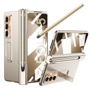 For Samsung Galaxy Z Fold 5 Case With S Pen Pen Holder Hinge Protection Built In Screen Protector Kickstand Feature All Inclusive Slim Pc Phone Case Cover For Z Fold 5 2023 Gold Gallery 6