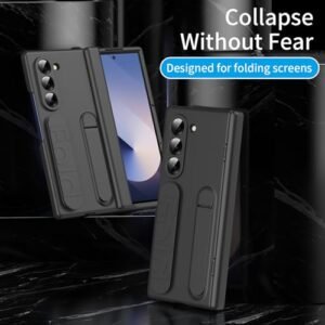 For Samsung Galaxy Z Fold 5 Case With Wristband Z Fold 5 Kickstand Case Hinge Protection Screen Protector Full Coverage Cover Case For Samsung Galaxy Z Fold 5 Black Featured