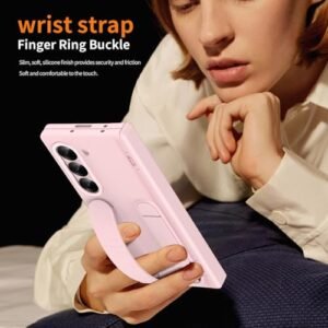For Samsung Galaxy Z Fold 5 Case With Wristband Z Fold 5 Kickstand Case With Hinge Protection Screen Protector Raised Edge Protection Cover Case For Samsung Galaxy Z Fold 5 Pink Featured
