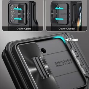 For Samsung Galaxy Z Fold 5 Slim S Pen Case With Slide Camera Cover Hinge Protection Metal Kickstand Wireless Charging Thin And Slim Protective Phone Case For Fold 5 5g 2023 Green Featured