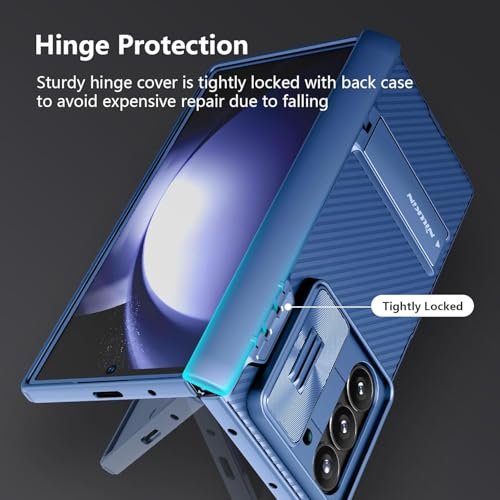 For Samsung Galaxy Z Fold 6 Case With Stand Built In Camera Lens Protector Hinge Protection Screen Protector Full Cover Slim Thin Protective Phone Case For Galaxy Z Fold 6 2024 Blue Featured