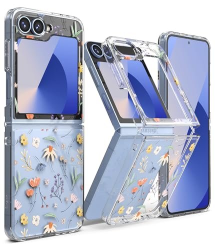 Fusion Design Compatible With Samsung Galaxy Z Flip 6 Case Cover Transparent Non Slip Hard Pc Shockproof Tpu Bumper Protective Phone Case For Z Flip 6 Back Cover Dry Flowers Featured