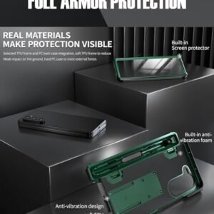 Gabann Samsung Galaxy Z Fold 5 Case With Hinge Protection S Pen Holder Kickstand Drop Protection Case With Built In Screen Protector For Samsung Z Fold 5 Wireless Charging Compatible Green Featured