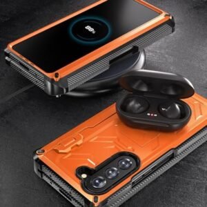 Gabann Samsung Galaxy Z Fold 5 Case With Hinge Protection S Pen Holder Kickstand Drop Protection Case With Built In Screen Protector For Samsung Z Fold 5 Wireless Charging Compatible Orange Featured