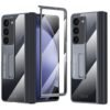 Gaffar India Automatic Hinge Protection Cover Compatible With Samsung Galaxy Z Fold 5 With Front Tempered Glass Cover Built In Kickstand Electroplated Case Transparent Black Featured