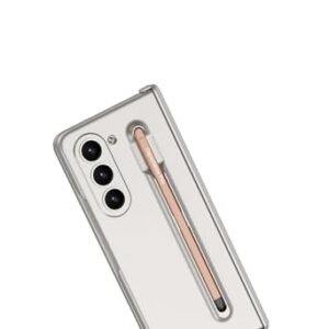 Gaffar India Automatic Recovery Magnetic Case With Pen Holder And Pen Compatible With Samsung Galaxy Z Fold 5 Front Glass Cover Hard Pc Protective Case Gold With Orange Pen Featured
