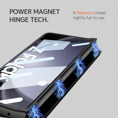 Gaffar India Contrast Magnetic Hinge Case For Samsung Galaxy Z Fold 6 Inbuilt S Pen Holder Stand Hybrid Back Cover Black With Red Pen Featured