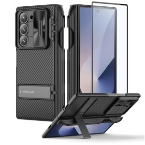 Gaffar India For Galaxy Z Fold 6 Case With S Pen Holder Built In Screen Protecter Slide Lens Cover Metal Kickstand Hinge Protection Full Shockproof Thin Slim Phone Cover For Samsung Fold 6 Bla Featured