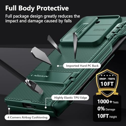 Gaffar India For Galaxy Z Fold 6 Case With S Pen Holder Built In Screen Protecter Slide Lens Cover Metal Kickstand Hinge Protection Full Shockproof Thin Slim Phone Cover For Samsung Fold 6 Gre Featured