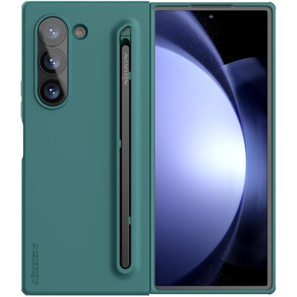 Gaffar India For Samsung Fold 6 Case With Built In Compact Writing Pen Superior Liquid Silicone Wireless Charging S Pen Holder Slot Protective Samsung Galaxy Z Fold6 Slim S Pen Phone Case Green Featured