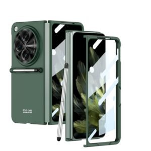 Gaffar India Front Back Case With Retractable Capacitance Pen Compatible With Oneplus Open Oppo Find N3 With Built In Tempered Glass Front Cover Hard Pc Full Body And Camera Lens Protection Green Featured
