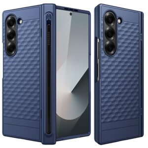 Gaffar India Geometric S Pen Holder Hinge Protection Back Cover For Samsung Galaxy Z Fold6 Fold 6 Slim Shock Proof Case With Inbuilt Glass S Pen Slot Blue Featured