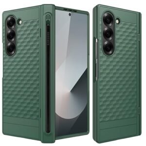 Gaffar India Geometric S Pen Holder Hinge Protection Back Cover For Samsung Galaxy Z Fold6 Fold 6 Slim Shock Proof Case With Inbuilt Glass S Pen Slot Green Featured