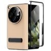 Gaffar India Leather Cover With Hinge Protection Compatible With Oneplus Open Oppo Find N3 Release 2023 Hard Pc With Front Tempered Glass Case Built In Kickstand Protective Gold Featured