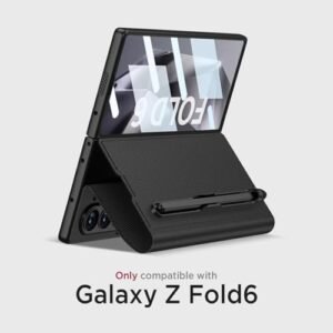 Gaffar India Leather Flip Case For Samsung Galaxy Z Fold 6 Inbuilt Fixed S Pen Holder Slim Hybrid Stand Protection Flip Cover Black Featured