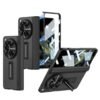 Gaffar India Leather Magnetic Hinge Protection Cover Compatible With Oneplus Open Oppo Find N3 With Front Glass Case Kickstand 360 Degree Protective Lichi Black Featured