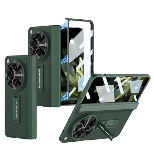 Gaffar India Leather Magnetic Hinge Protection Cover Compatible With Oneplus Open Oppo Find N3 With Front Glass Case Kickstand 360 Degree Protective Lichi Green Featured