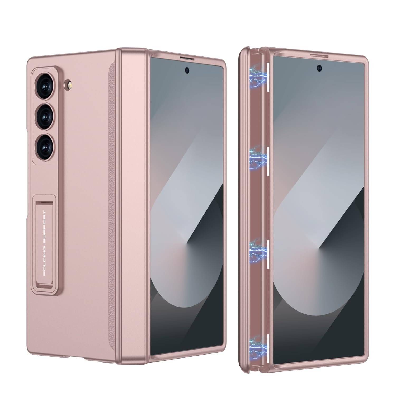 Gaffar India Magnetic Case Compatible With Samsung Galaxy Z Fold 6 Release 2024 With Hinge Protection Kickstand Hard Pc 360 Degree Protective Cover Pink Featured
