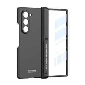 Gaffar India Magnetic Cover Compatible With Samsung Galaxy Z Fold 6 Release 2024 With Hinge Protection Hidden Kickstand Front Glass Case Protective Cover Black Featured