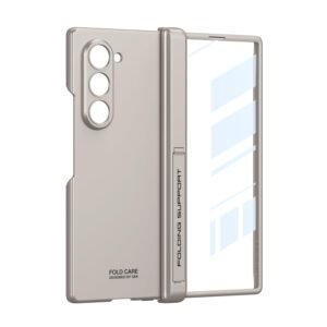 Gaffar India Magnetic Cover Compatible With Samsung Galaxy Z Fold 6 Release 2024 With Hinge Protection Hidden Kickstand Front Glass Case Protective Cover Royal Beige Featured