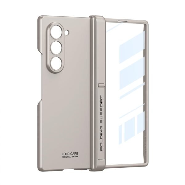 Gaffar India Magnetic Cover Compatible With Samsung Galaxy Z Fold 6 Release 2024 With Hinge Protection Hidden Kickstand Front Glass Case Protective Cover Royal Beige Featured