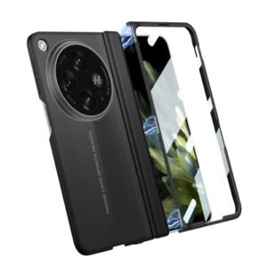 Gaffar India Magnetic Cover With Hinge Protection Compatible With Oneplus Open With Front Glass Case Hard Pc With Glossy Camera Protection Black Featured