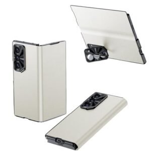 Gaffar India Magnetic Leather Flip Cover Compatible With Samsung Galaxy Z Fold 6 With Hidden Camera Kickstand Lightweight Hinge Protection Slim Protective Case Ivory White Featured