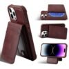 Gaffar India Magwallet Case Fit for iPhone 13 Pro,[Support MagSafe Wireless Charging][Glass Screen Protector] PU Leather Flip Magnetic Wallet Phone Cover with Detachable Card Holder, Burgundy