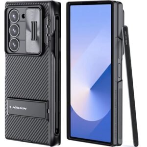 Gaffar India Metal Fold 6 S Pen Case Built In S Pen Holder Kickstand Slide Camera Cover Shockproof Phone Case For Samsung Galaxy Z Fold 6 Black Featured