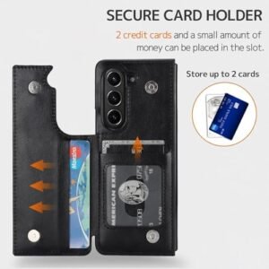 Gaffar India Premium Luxury Leather Wallet Style Phone Case With S Pen Slots Shockproof Stylish Looks Professional Back Cover Case For Samsung Galaxy Z Fold6 Fold 6 Black Featured